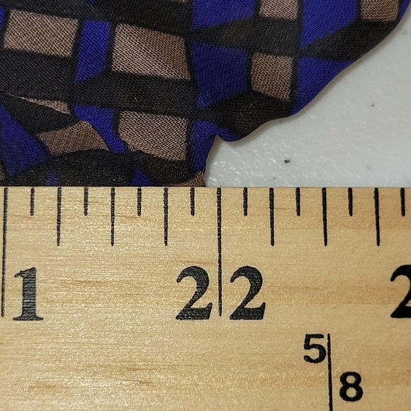 Pleione Blue Multicolor Geometric V Neck Long Sleeve Tunic Blouse Women Size M - Picture 4 of 9